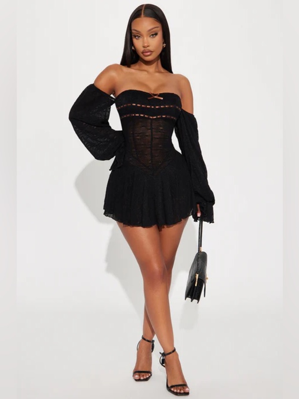 Fashion Nova Damsel In Distress Romper Mini Dress - Picture 2 of 3